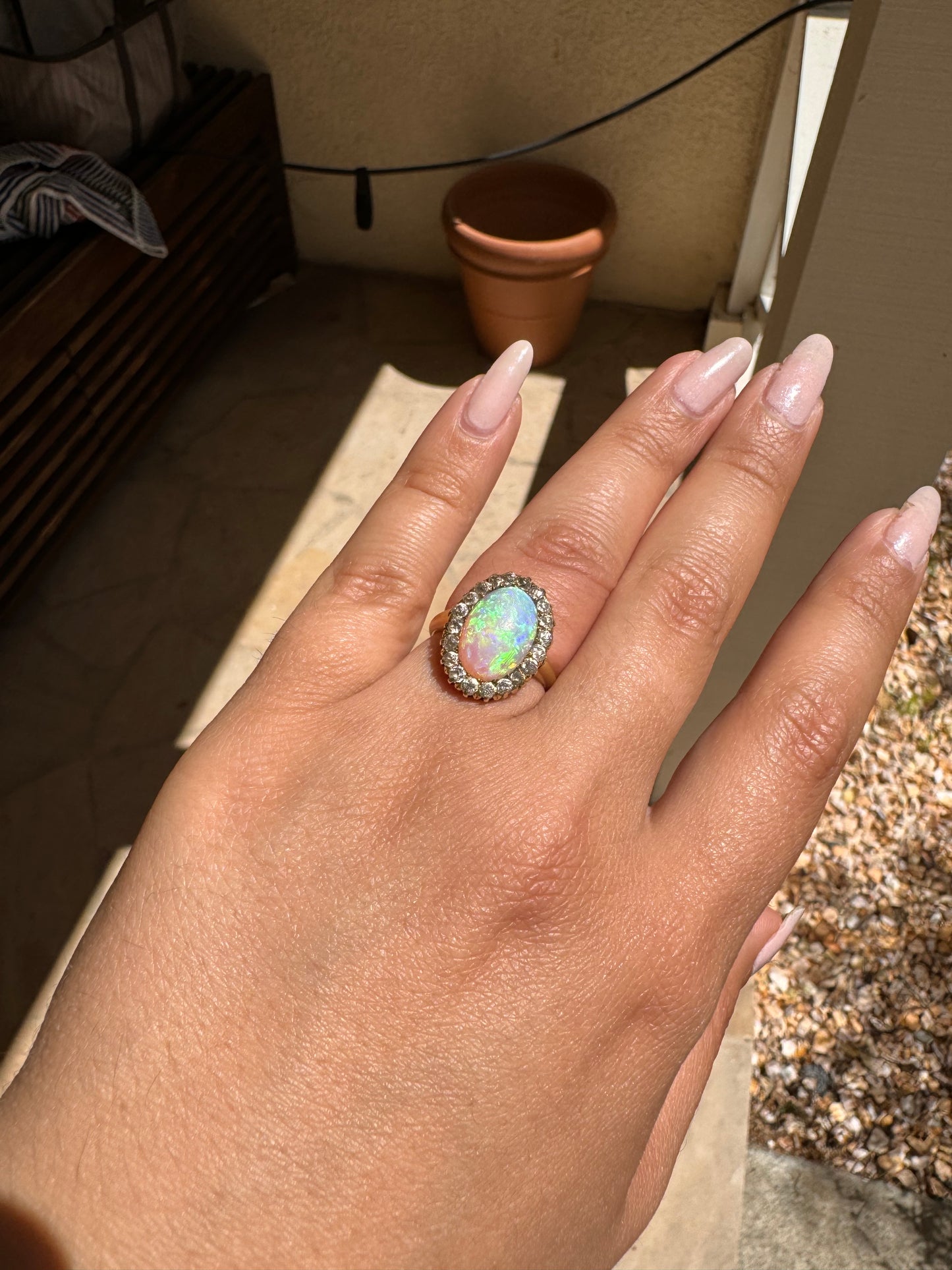 Antique Opal Halo Ring (5.75)