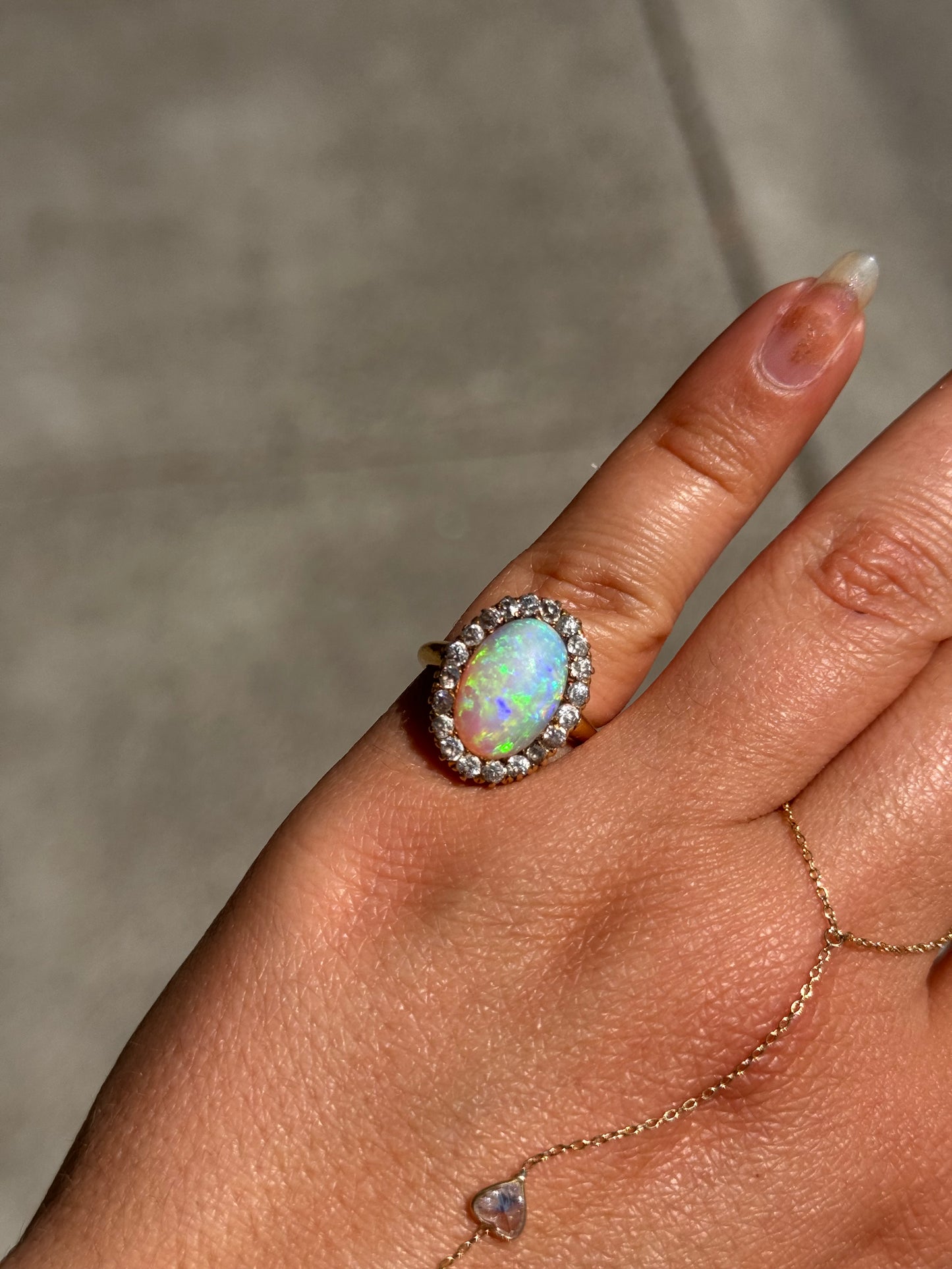 Antique Opal Halo Ring (5.75)