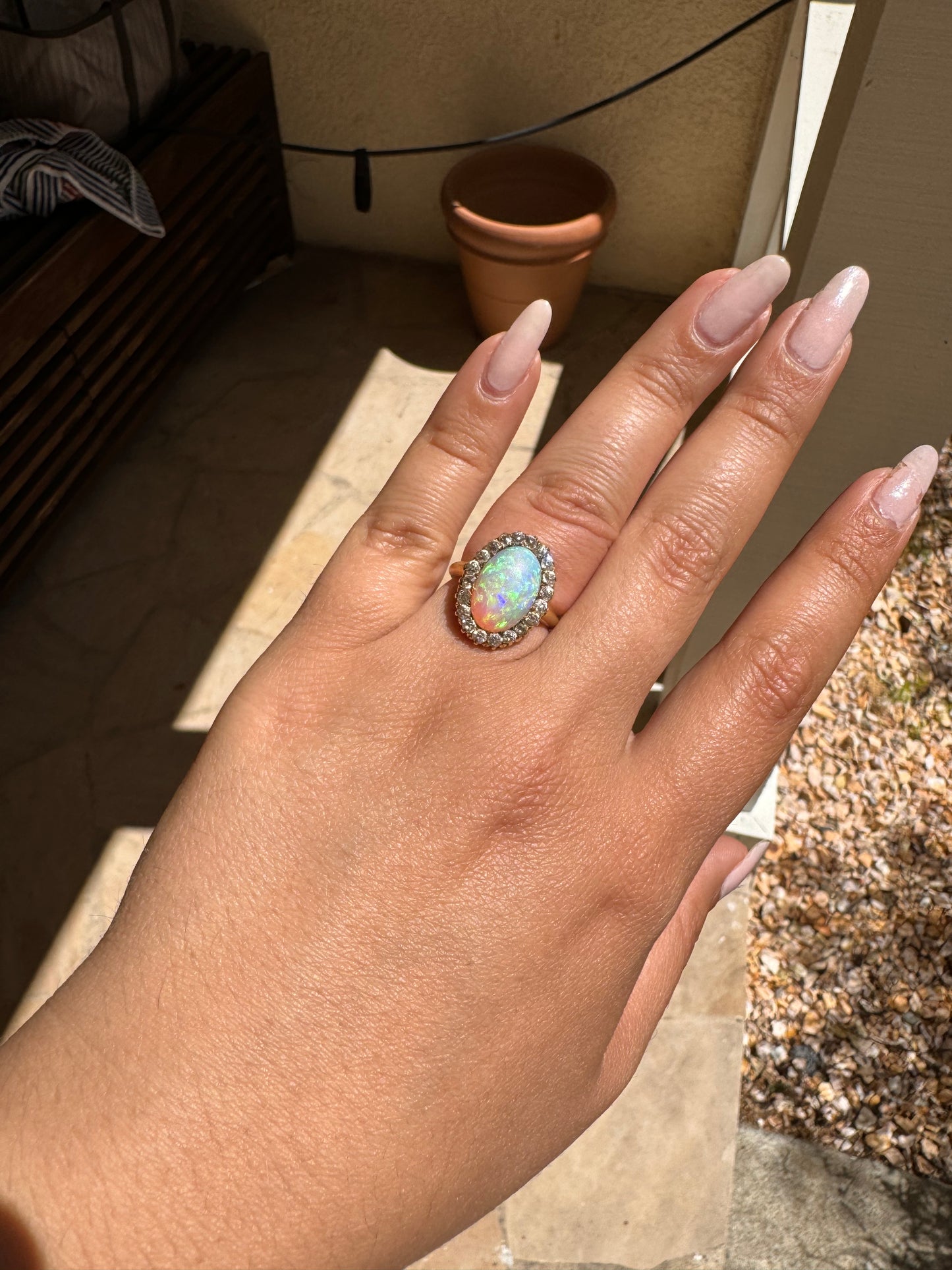 Antique Opal Halo Ring (5.75)