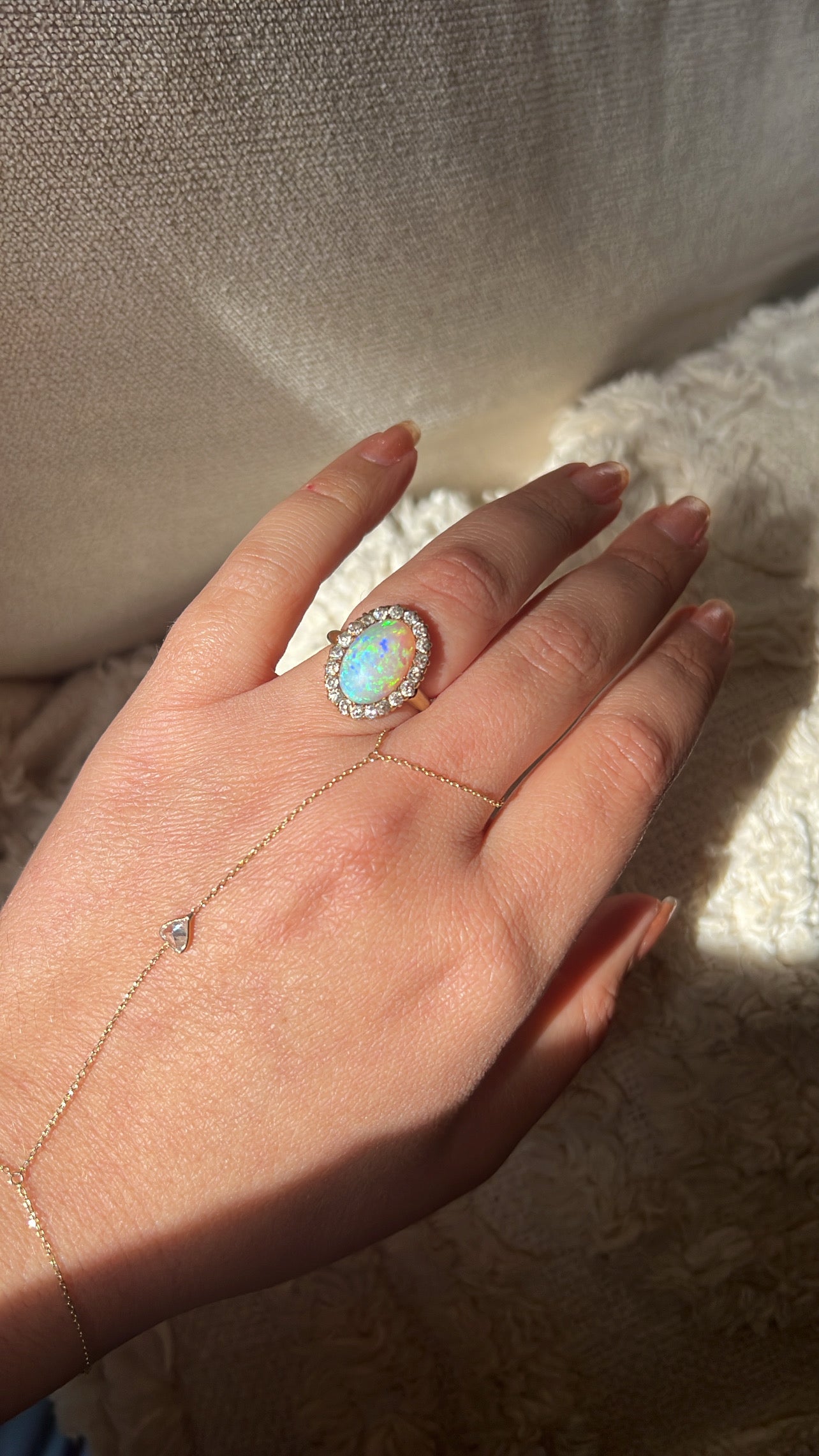 Antique Opal Halo Ring (5.75)