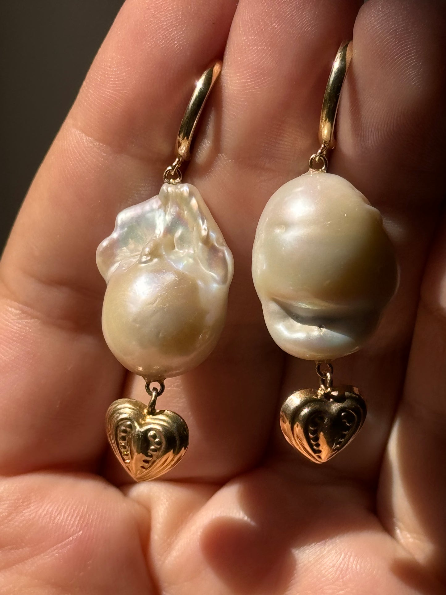 Pearl Heart Earrings