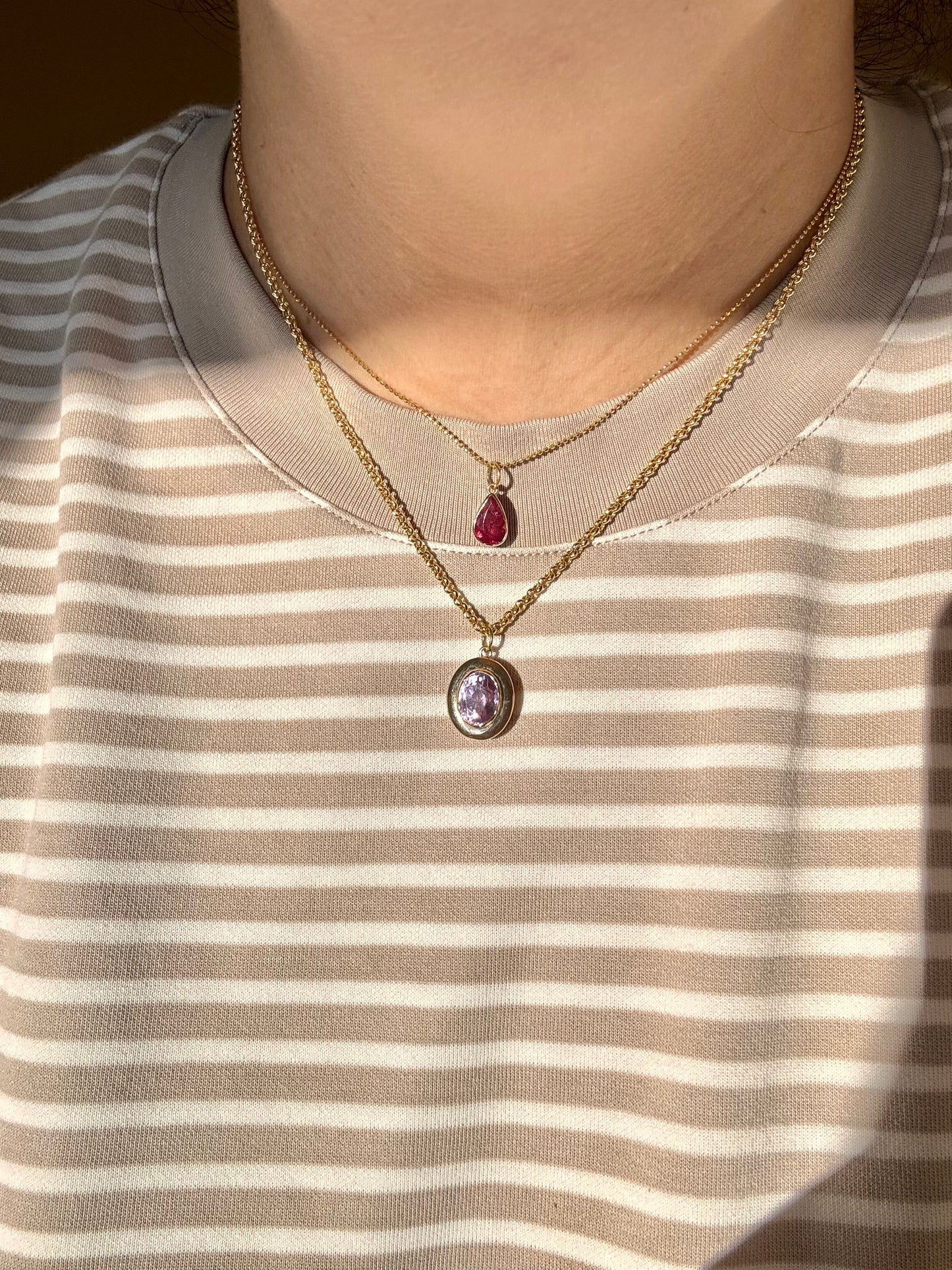 Hot Pink Pear Tourmaline Pendant