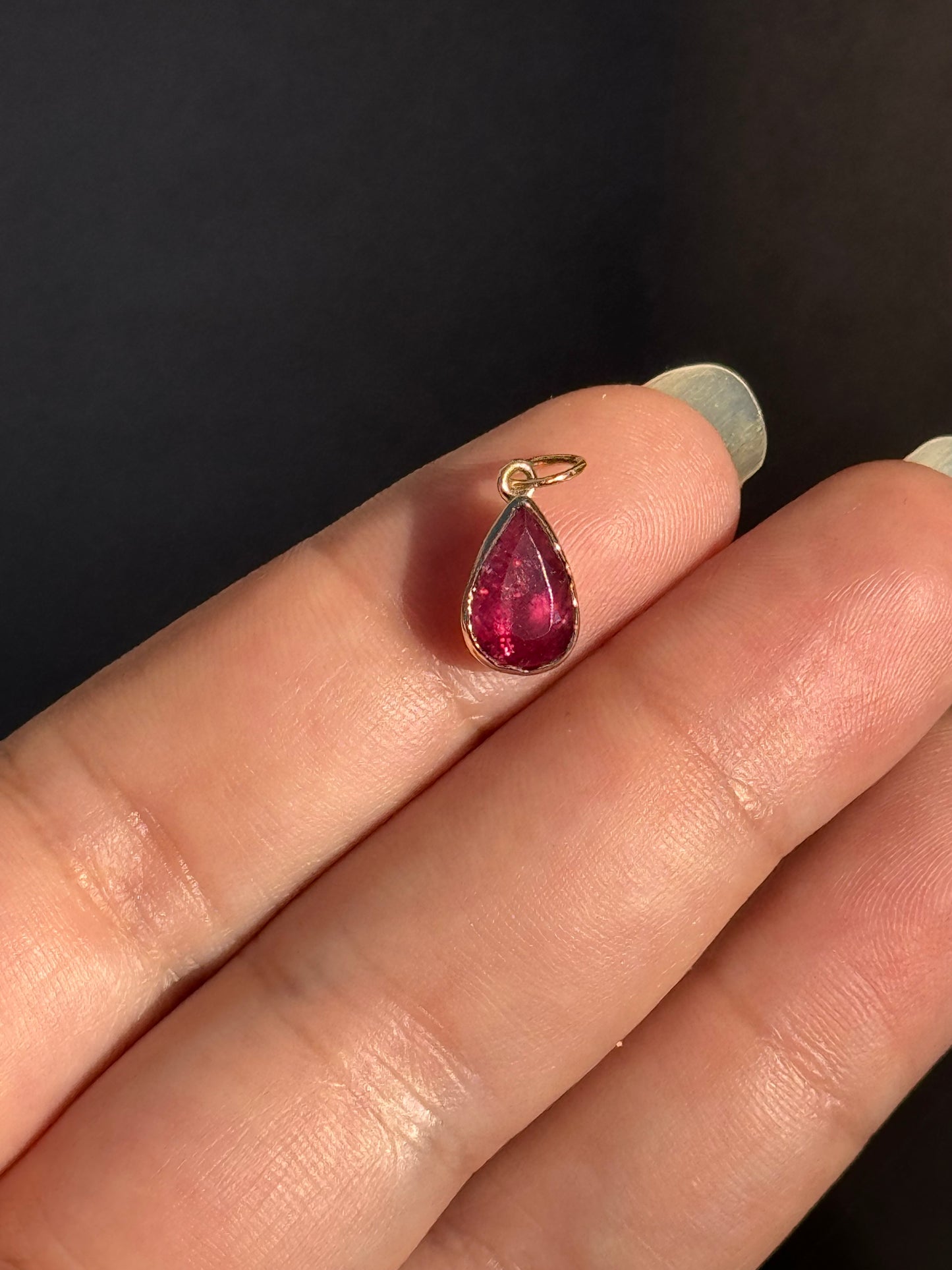 Hot Pink Pear Tourmaline Pendant