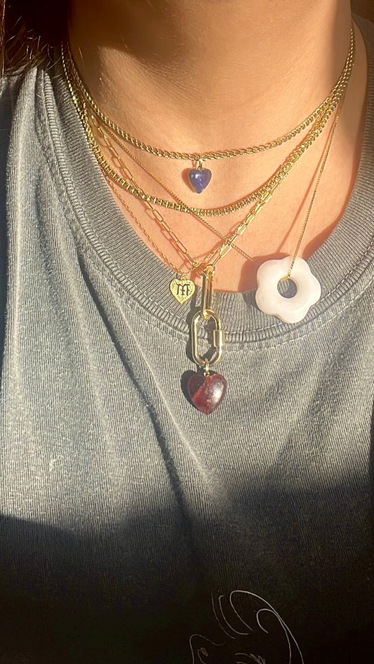 Hand Carved Garnet Heart