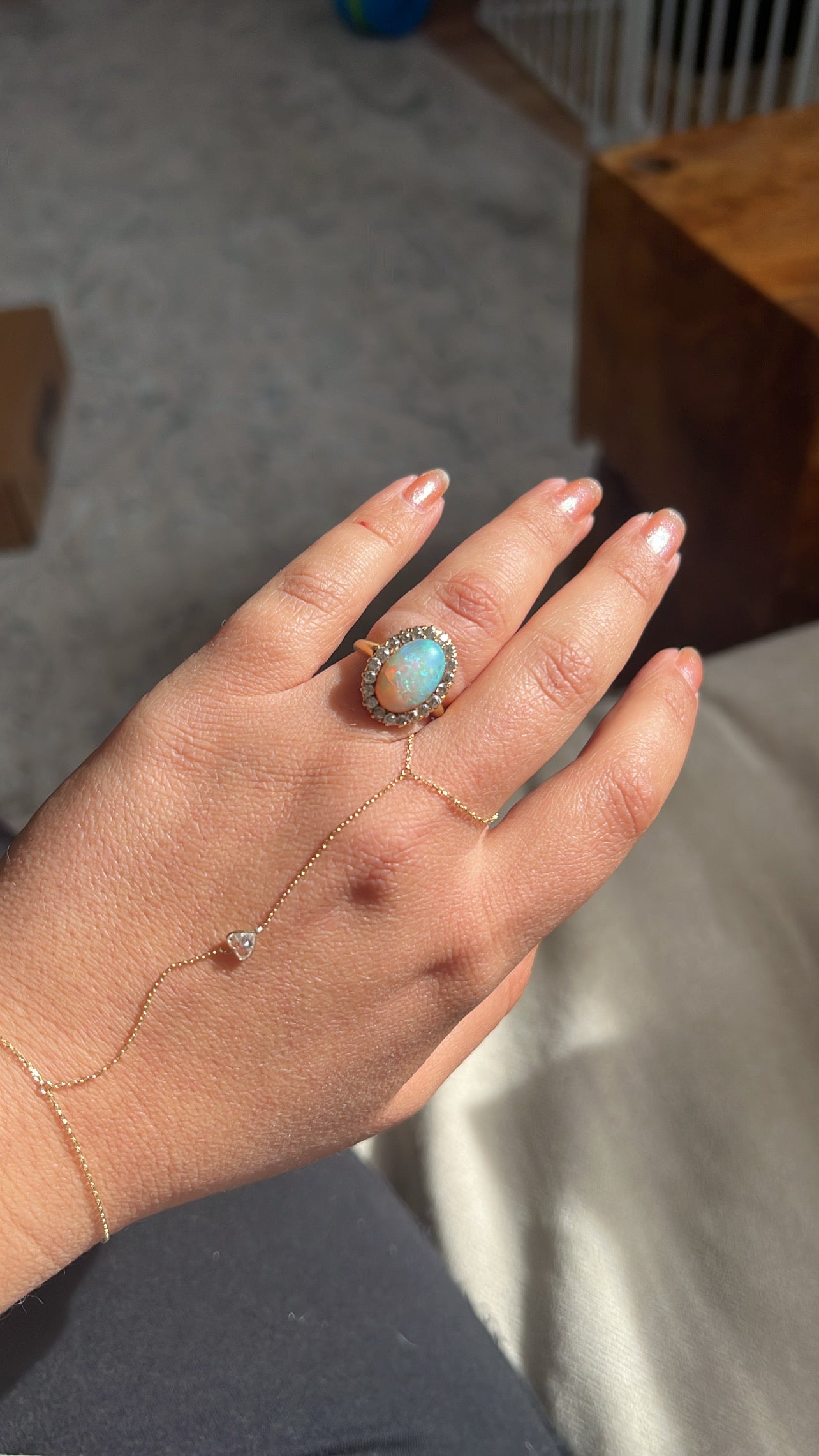 Antique Opal Halo Ring (5.75)
