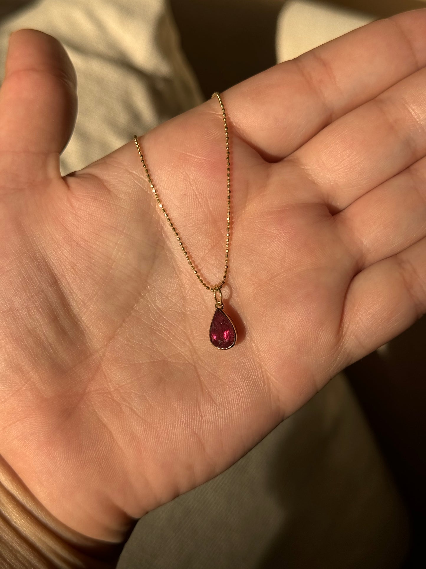 Hot Pink Pear Tourmaline Pendant