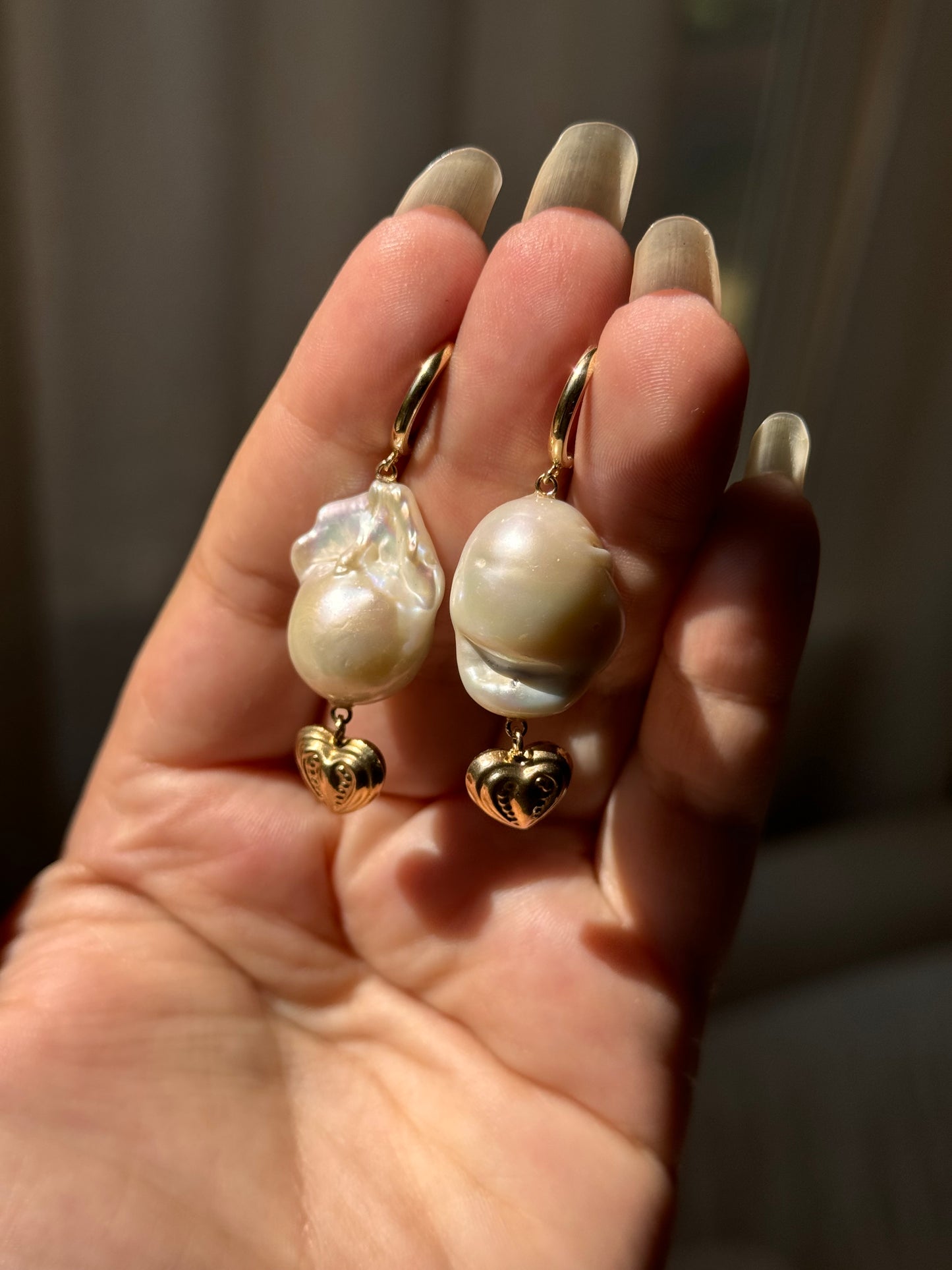 Pearl Heart Earrings