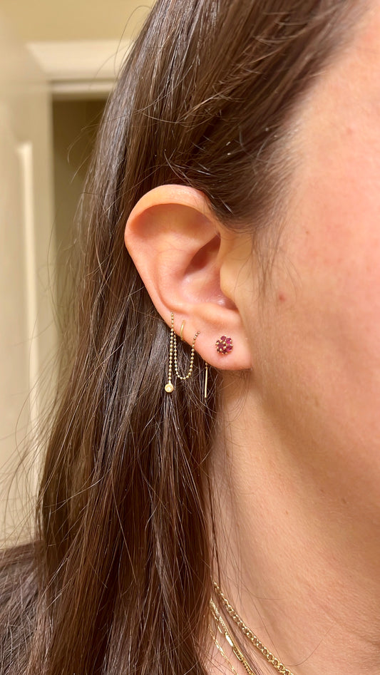Ruby Flower Earrings