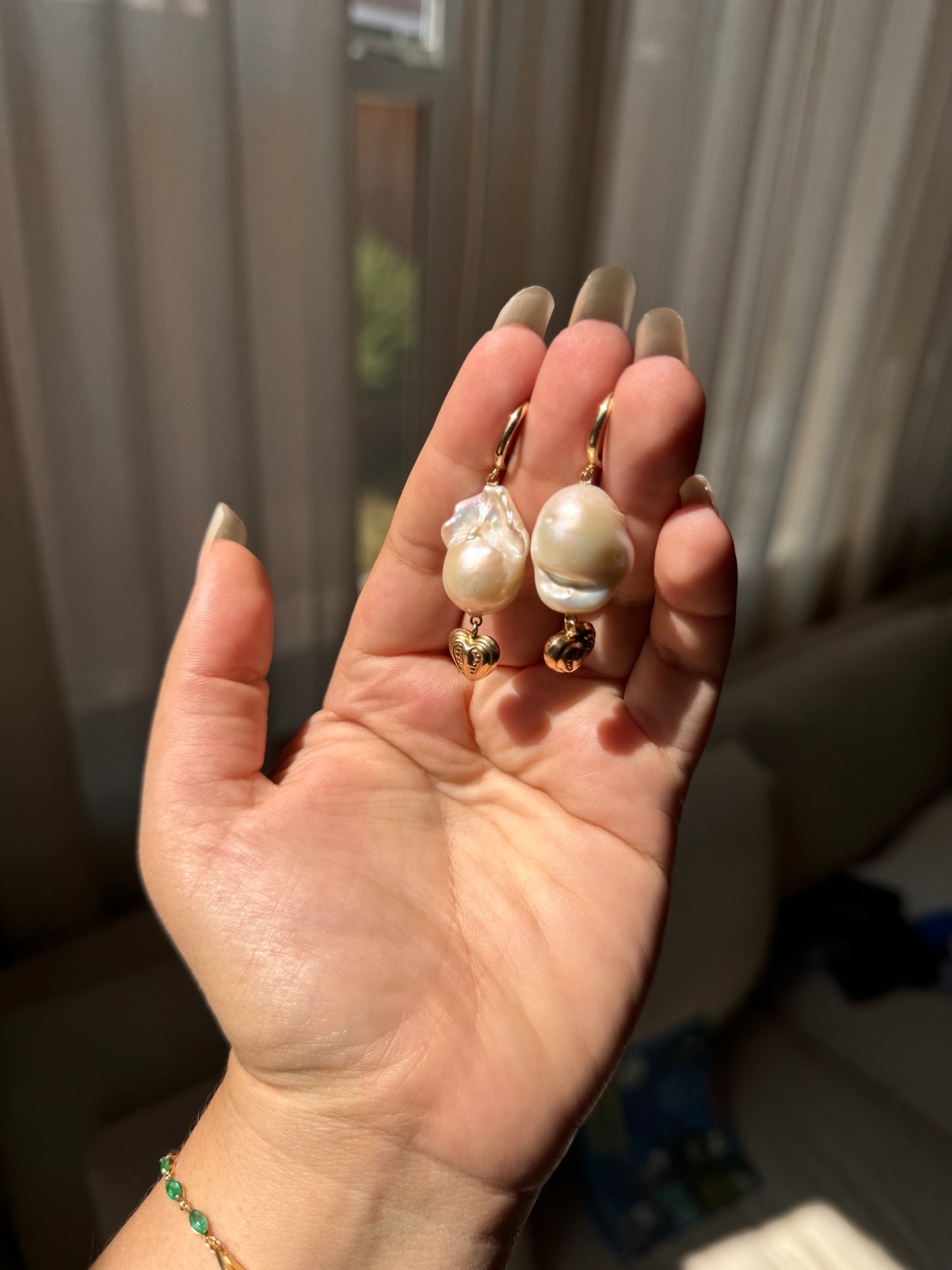 Pearl Heart Earrings