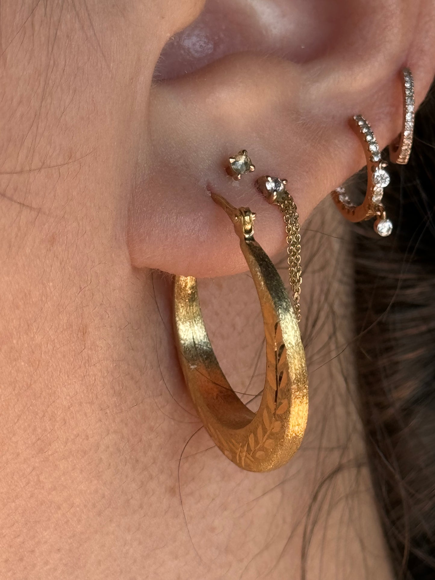 A pair of Engraved Hoops