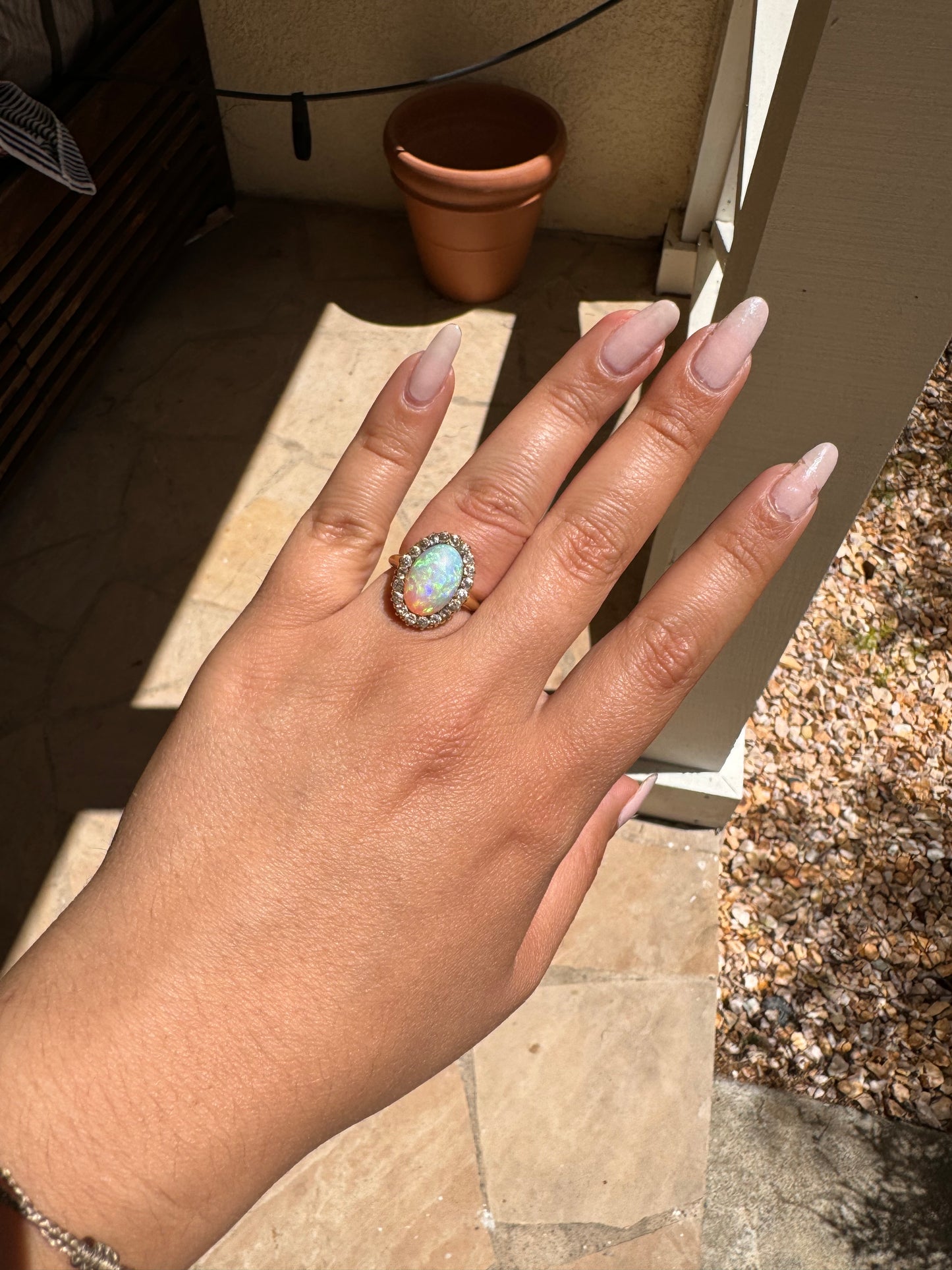 Antique Opal Halo Ring (5.75)