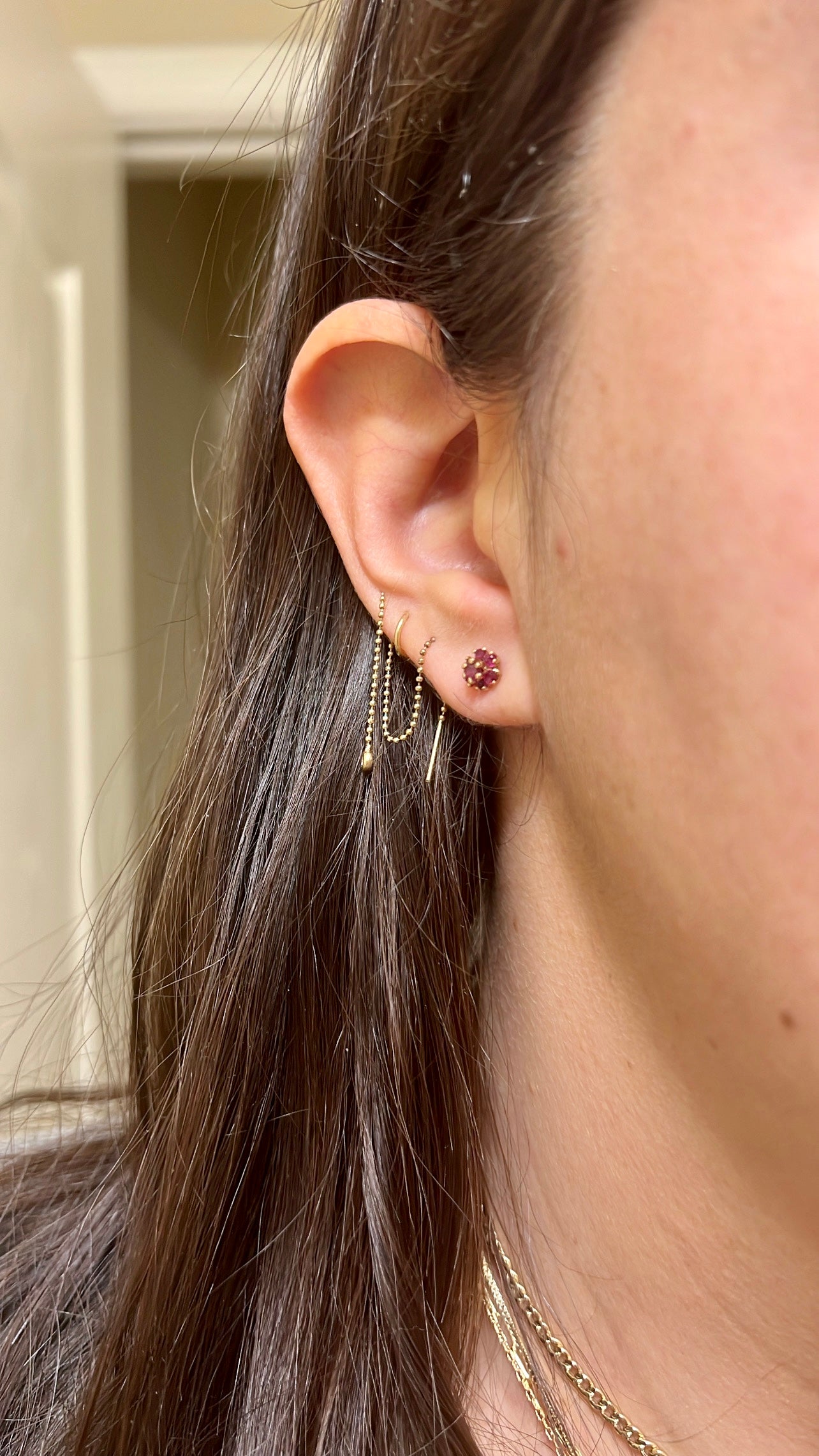 Ruby Flower Earrings