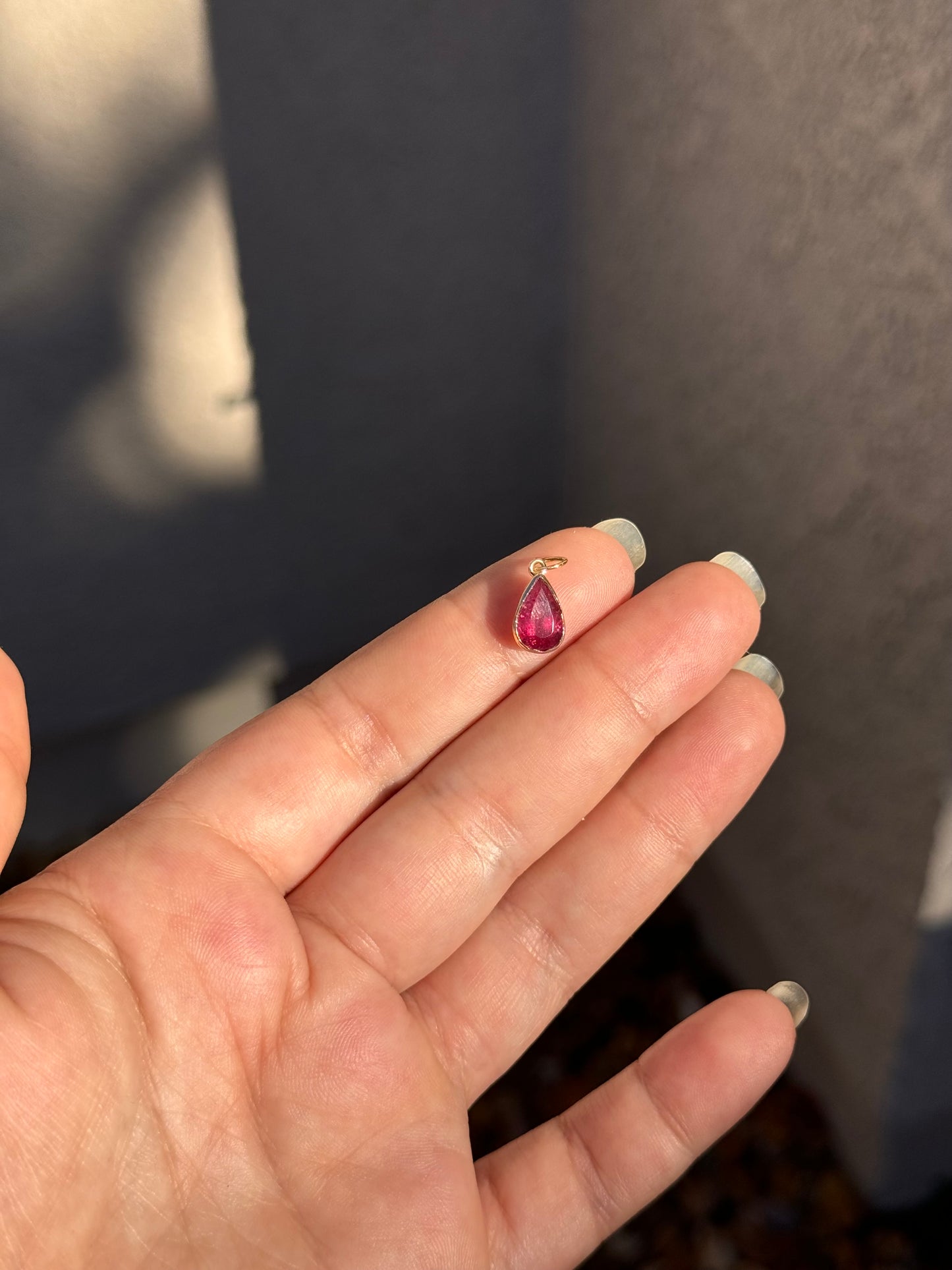 Hot Pink Pear Tourmaline Pendant