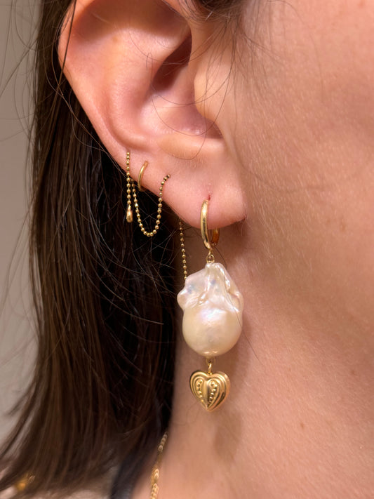Pearl Heart Earrings