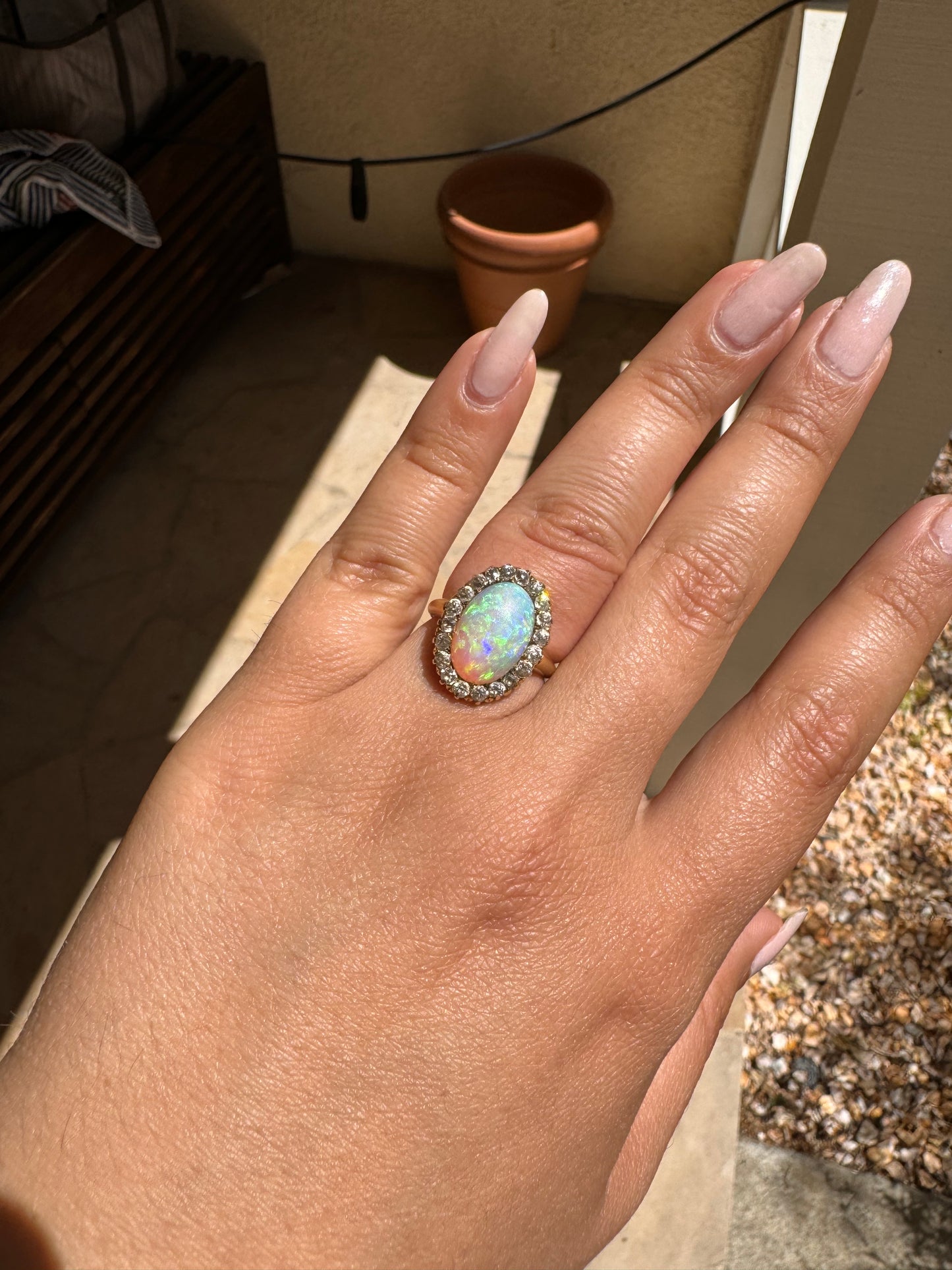 Antique Opal Halo Ring (5.75)