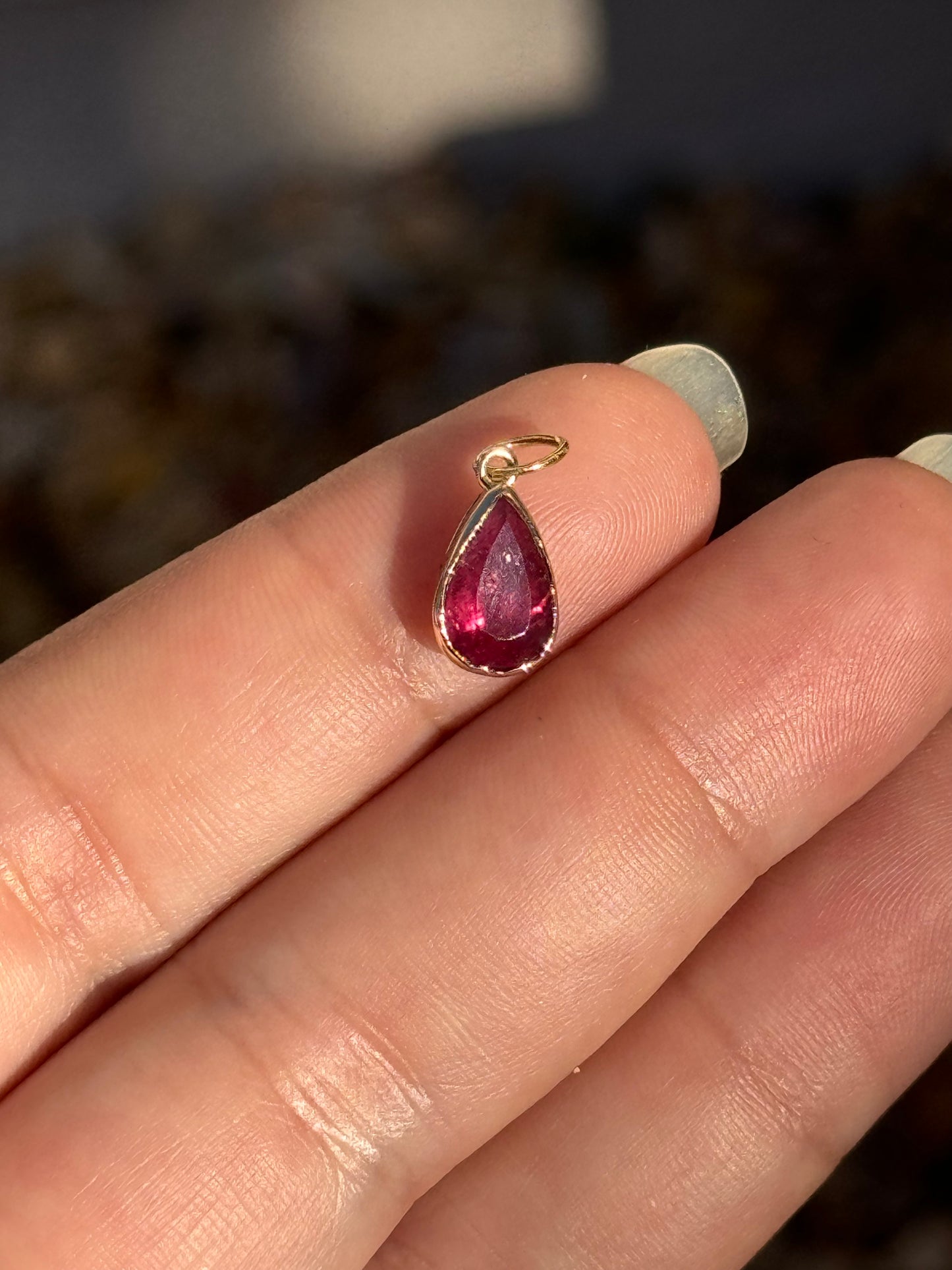 Hot Pink Pear Tourmaline Pendant