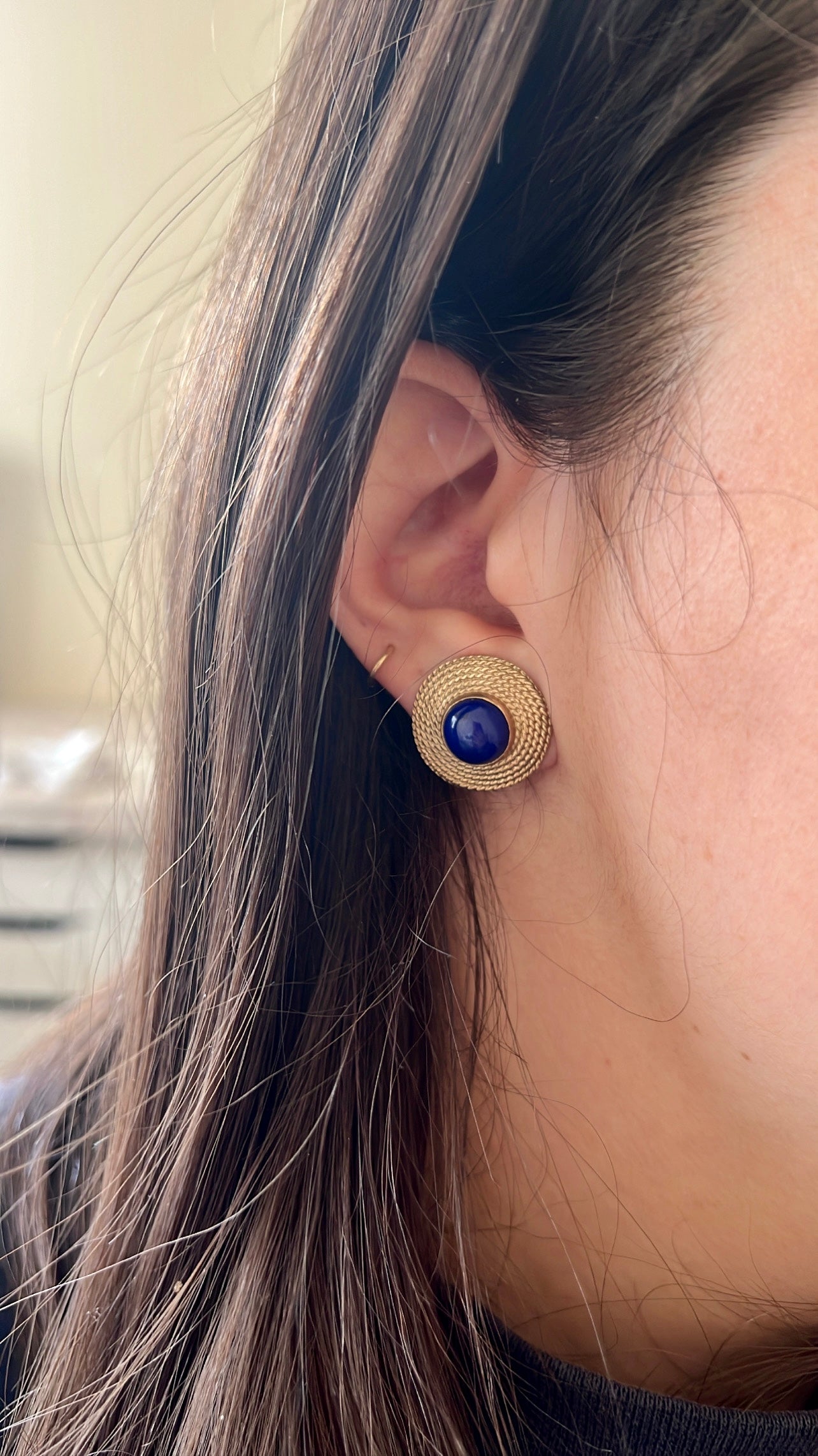 Vintage Rope Lapis Earrings