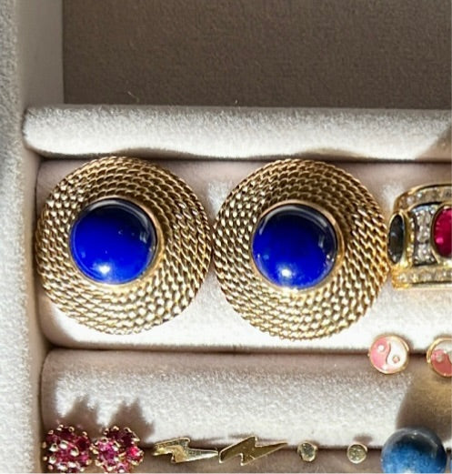 Vintage Rope Lapis Earrings