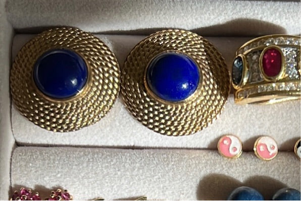 Vintage Rope Lapis Earrings