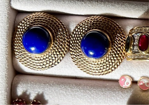 Vintage Rope Lapis Earrings