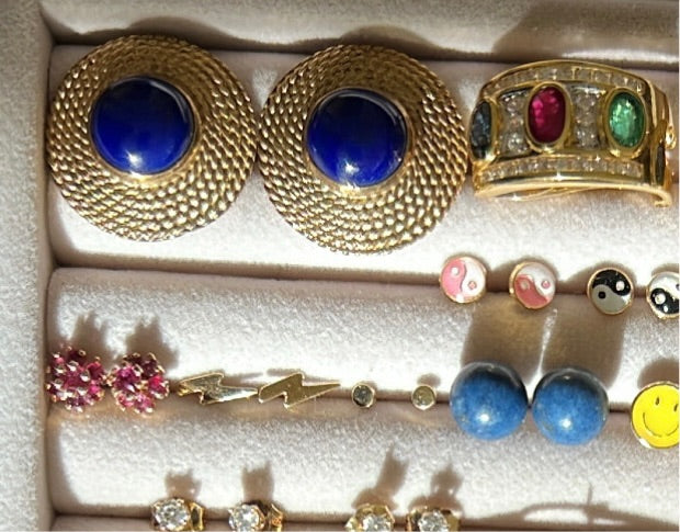 Vintage Rope Lapis Earrings