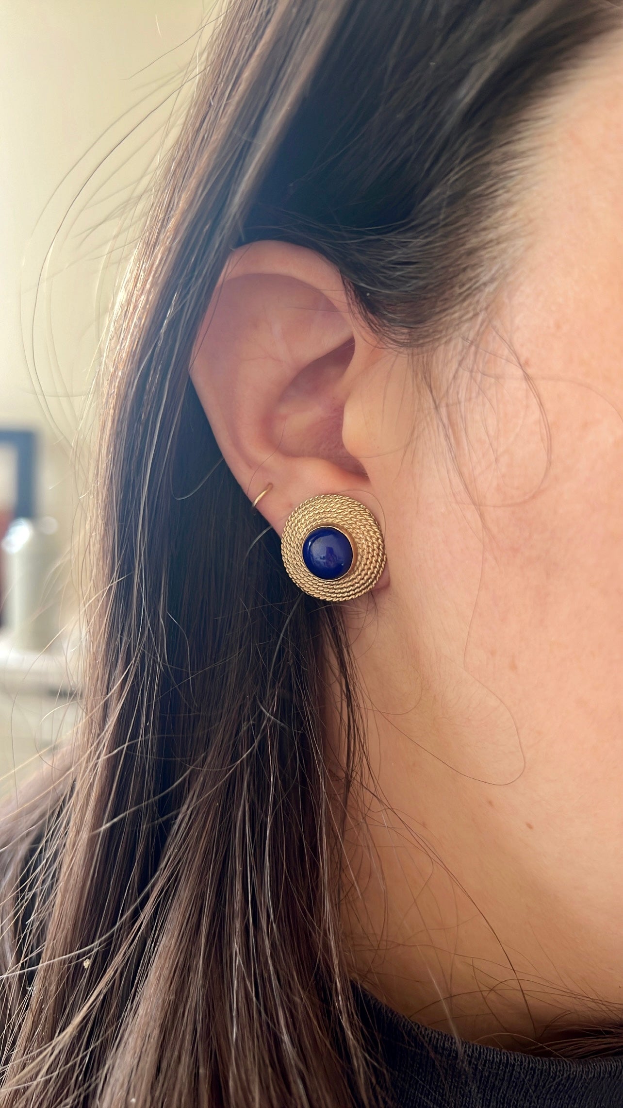 Vintage Rope Lapis Earrings