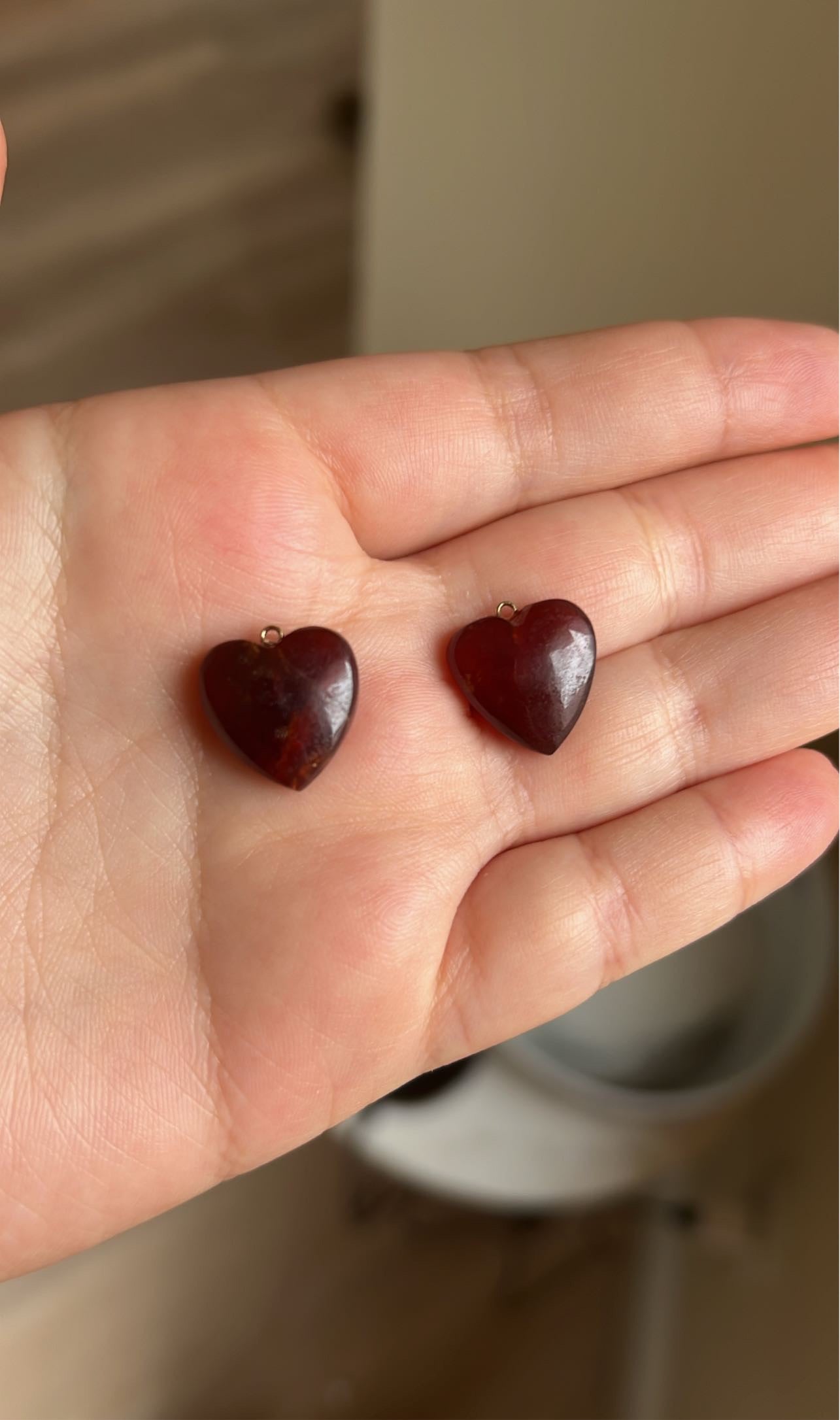 Hand Carved Garnet Heart