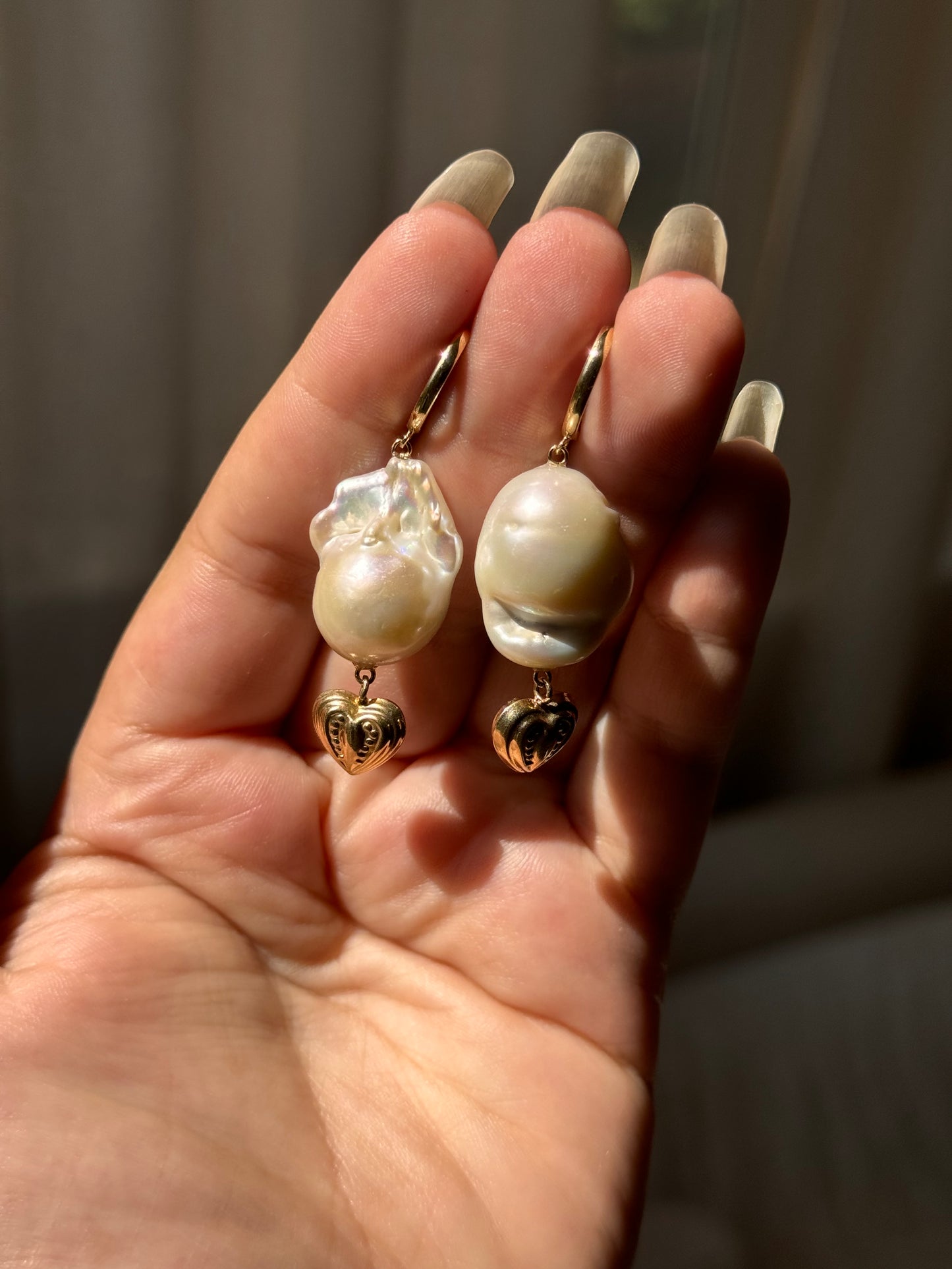 Pearl Heart Earrings