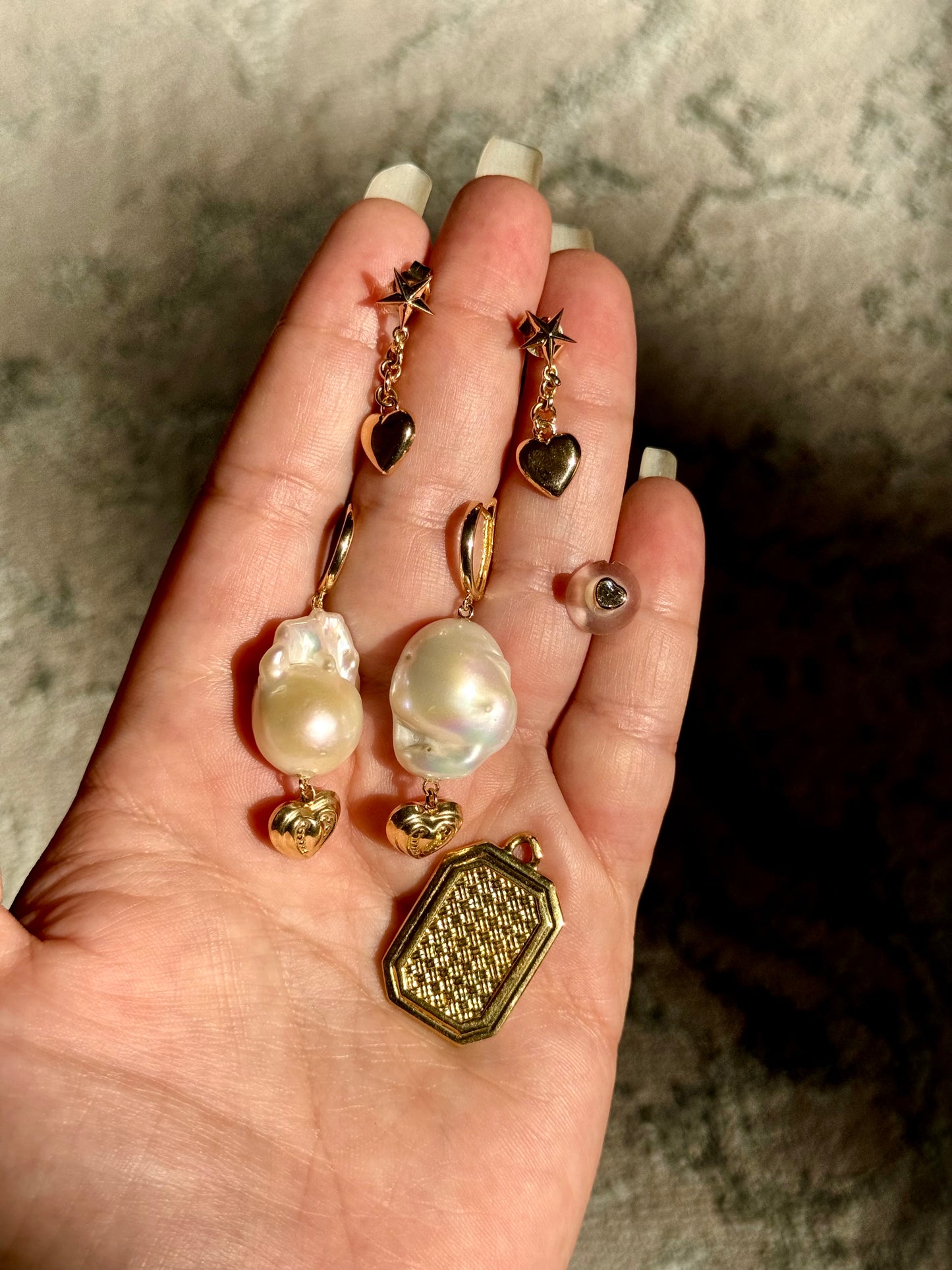 Pearl Heart Earrings