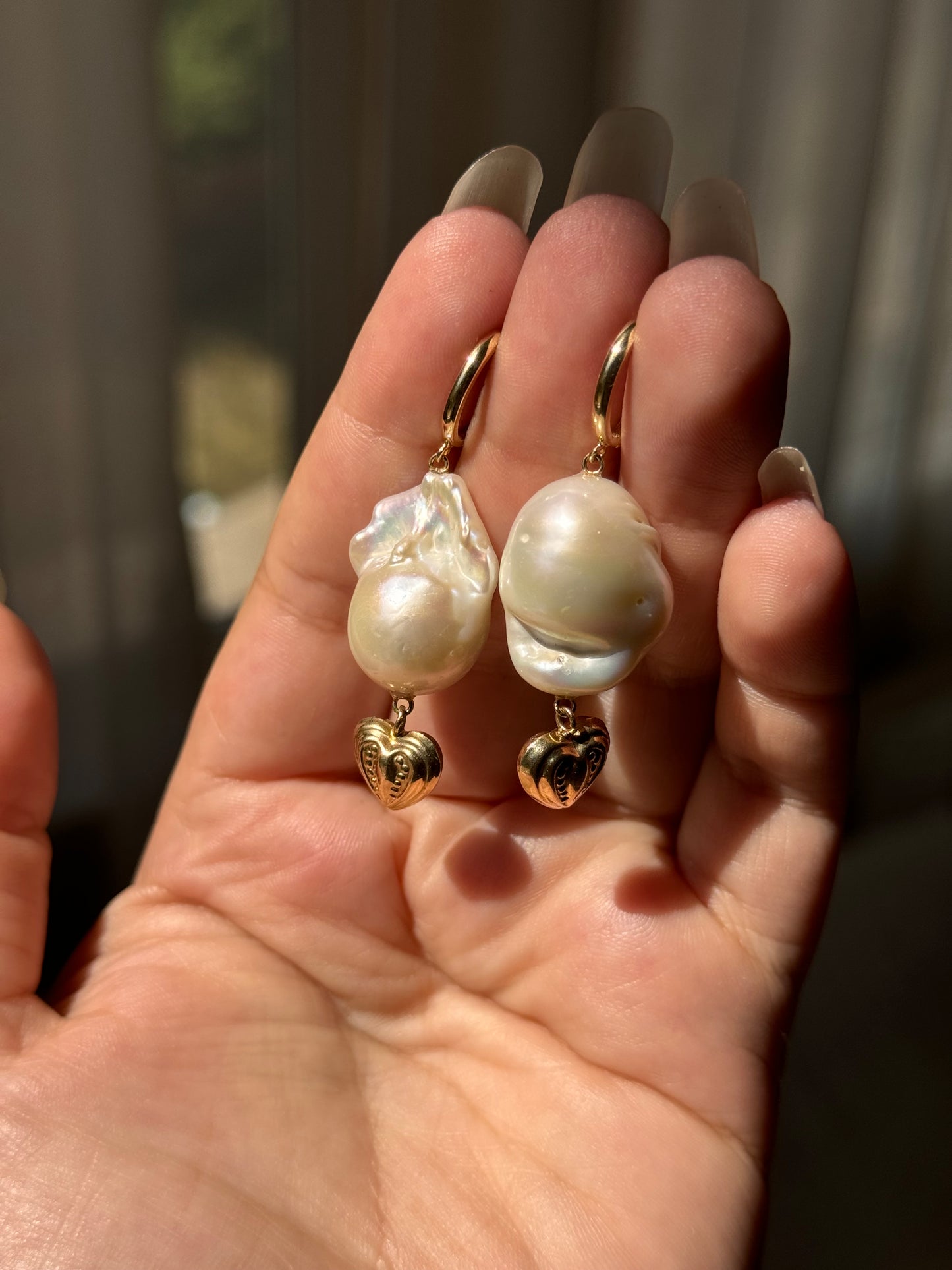 Pearl Heart Earrings