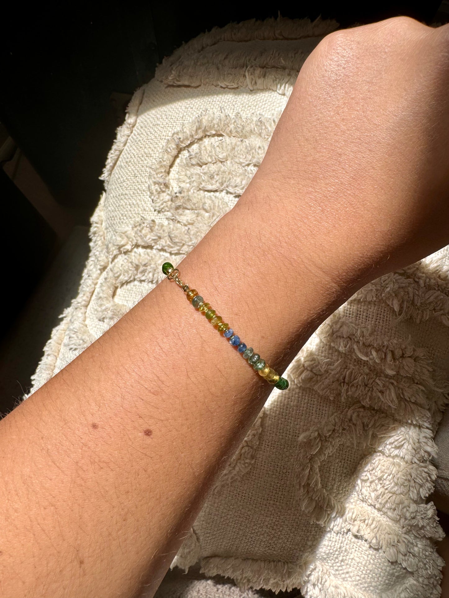 Blues, Greens Tan & Gold Bracelet