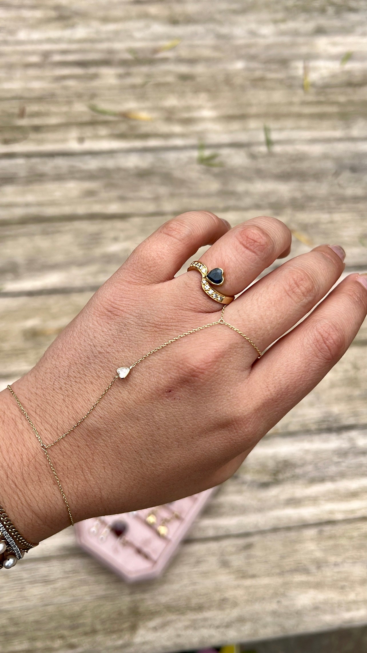 Sapphire Heart & Diamonds Ring (6.25)