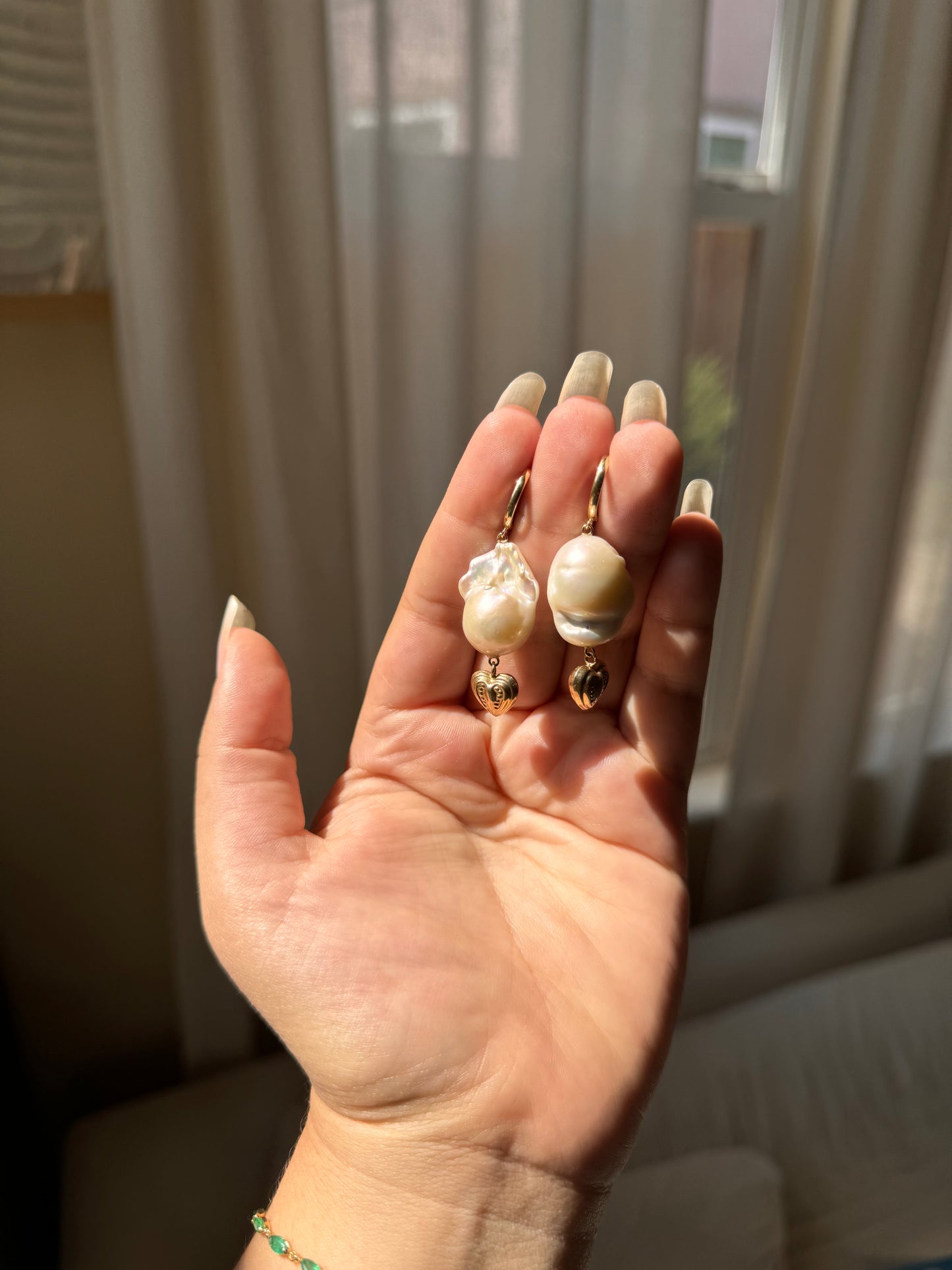 Pearl Heart Earrings