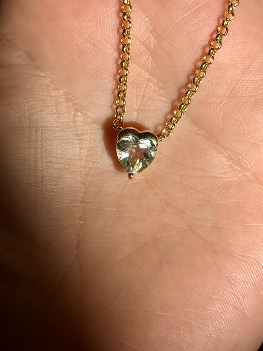 Aquamarine Heart Slider & Chain