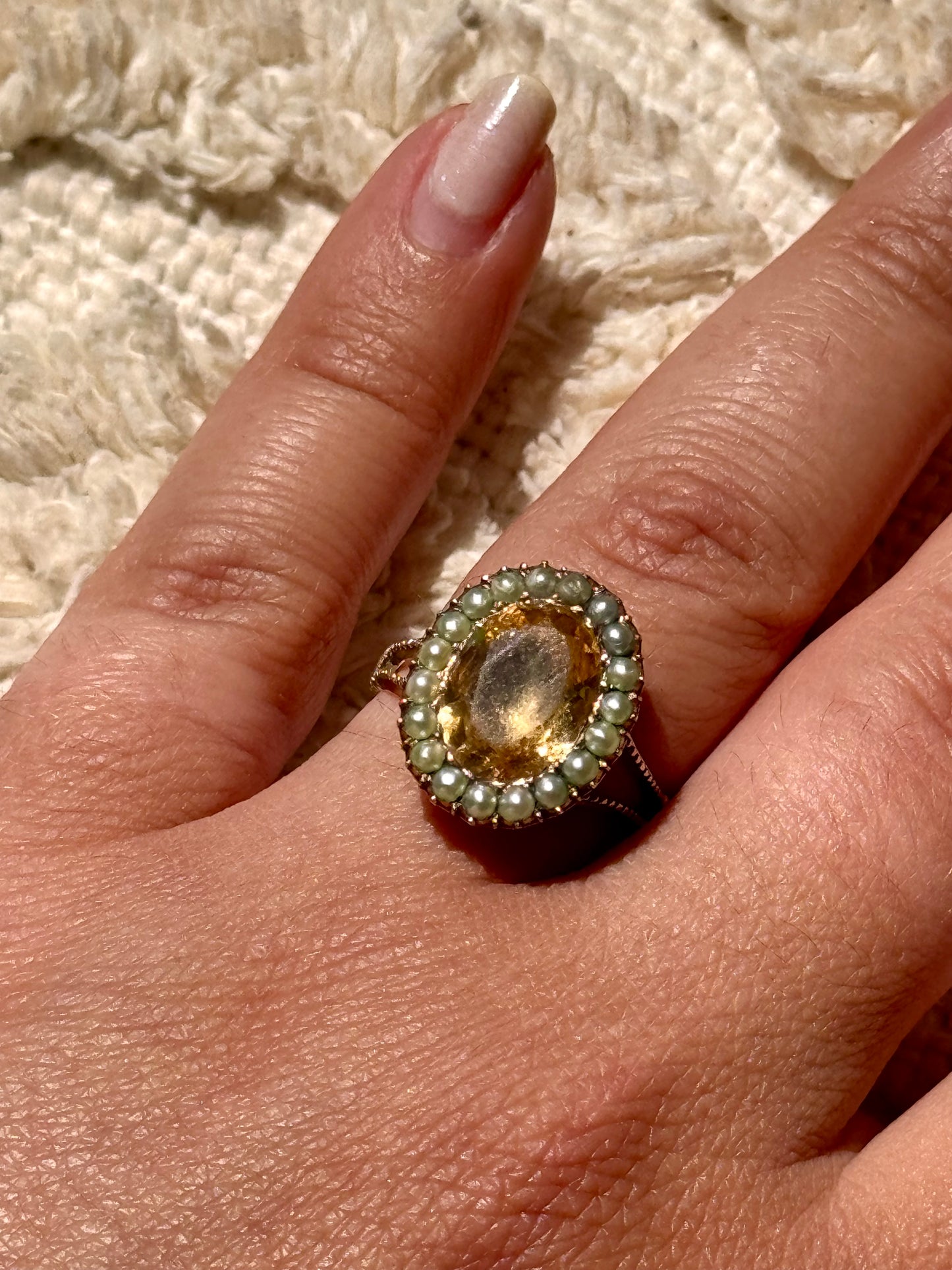 Georgian Citrine & Pearl Ring (8)