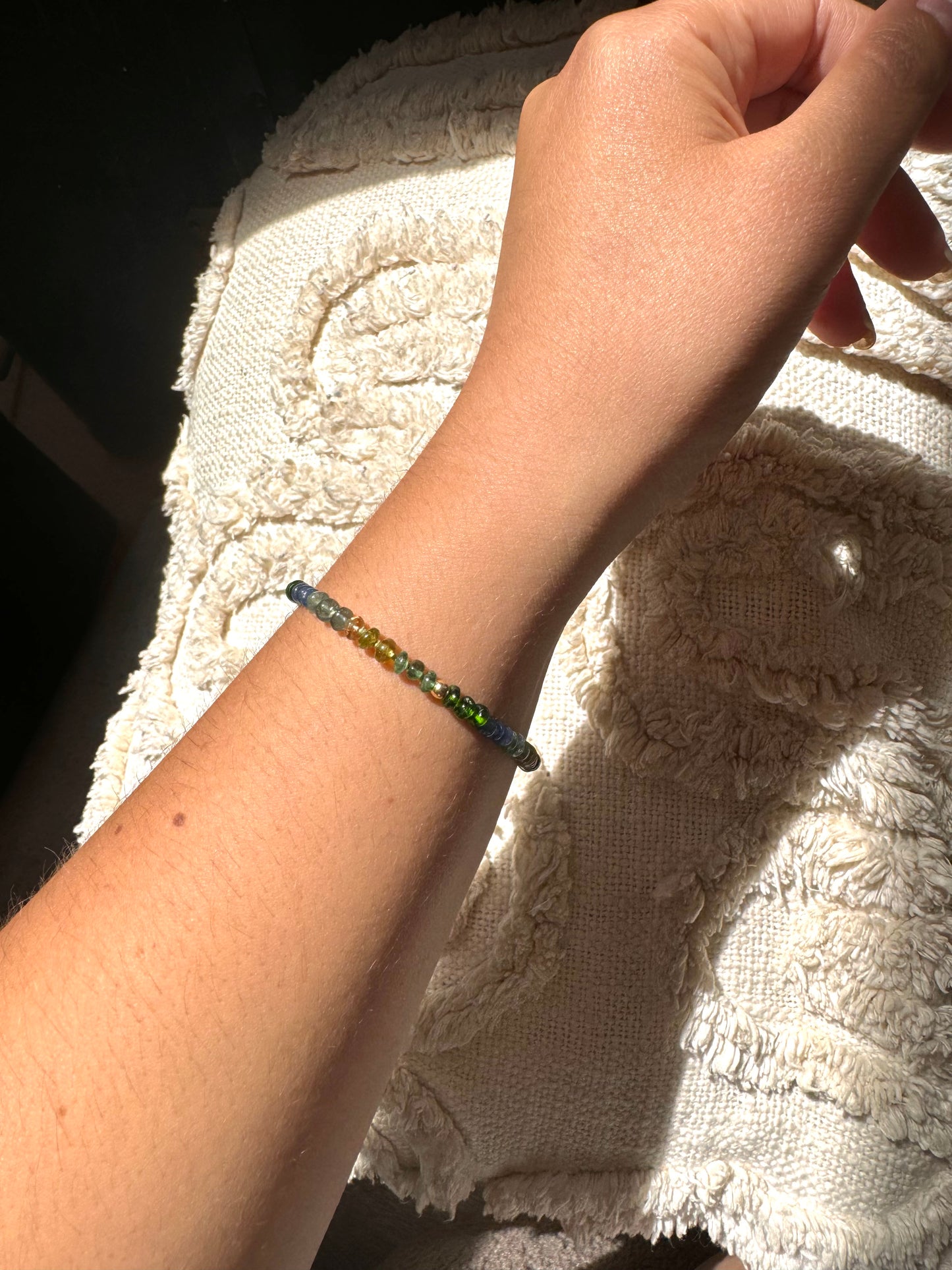 Blues, Greens Tan & Gold Bracelet