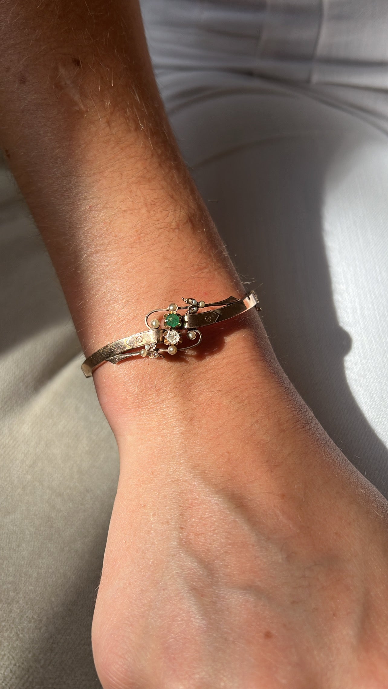 Antique Emerald & Diamond Bangle