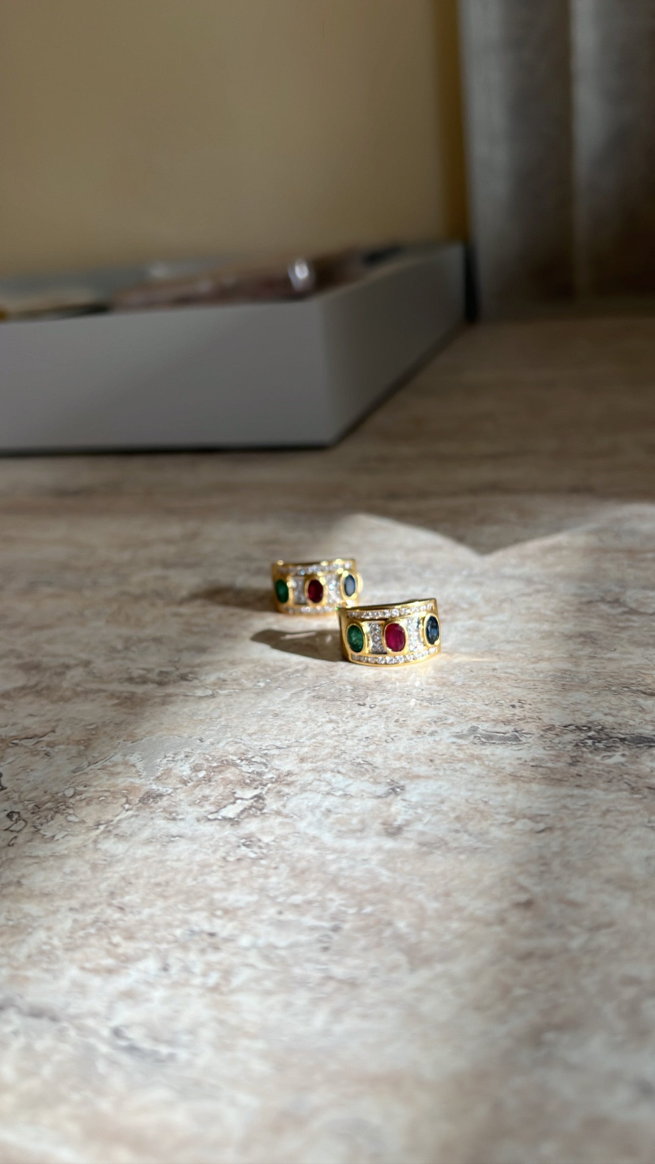 Emerald, Sapphire, Ruby & Diamond Half Hoops