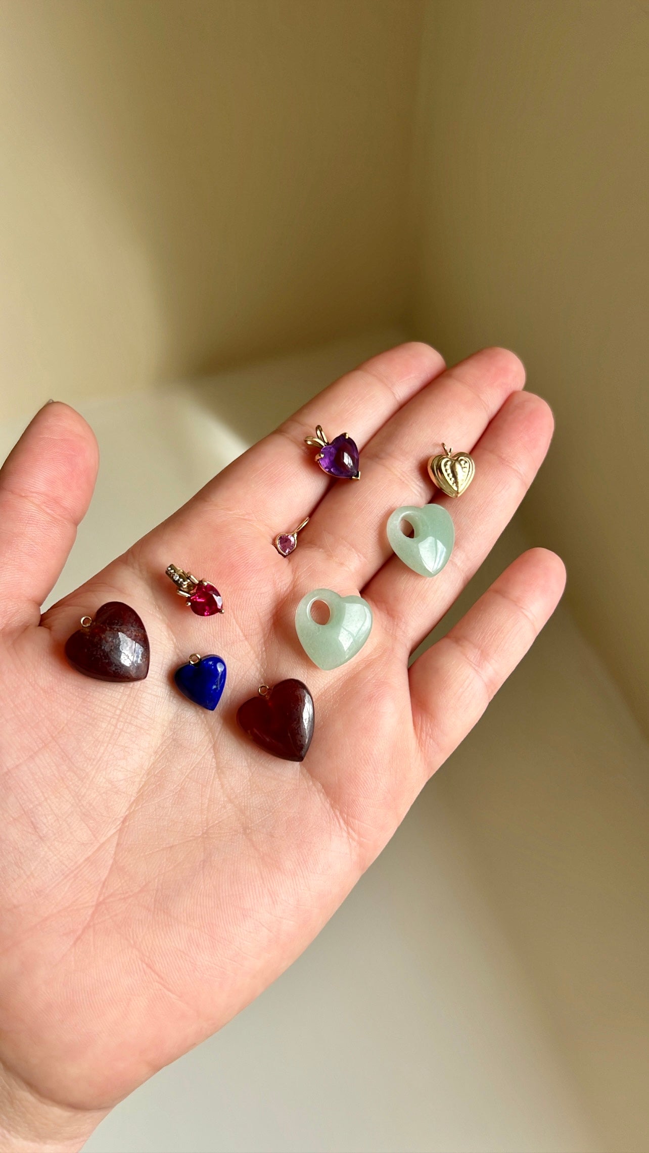 Hand Carved Garnet Heart